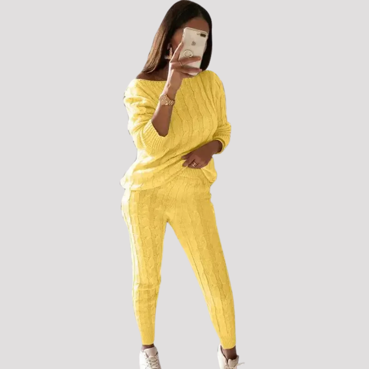 Maribel | Textured Knit Sweater And Trousers Set