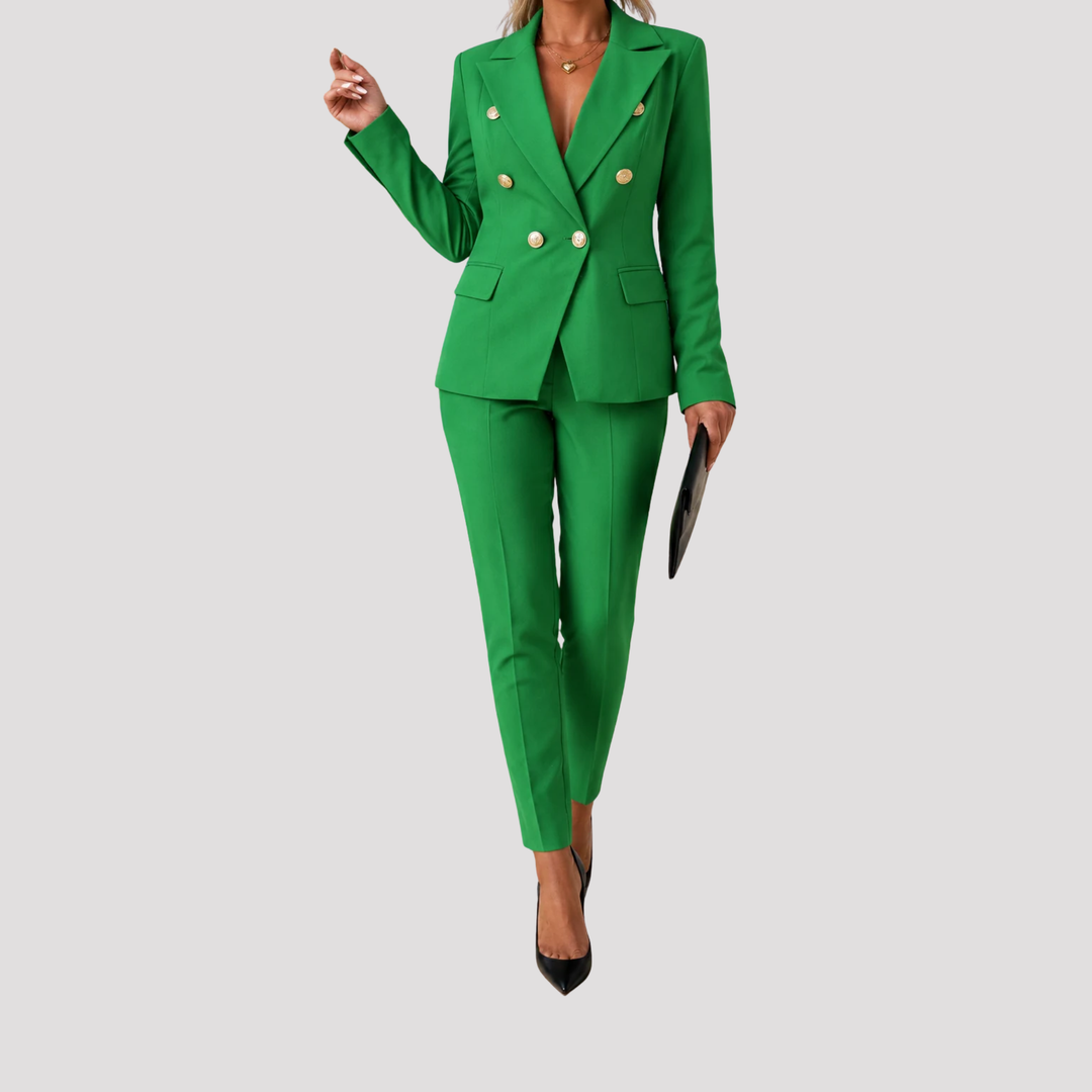 Persephone | Elegant Double Breasted Blazer Slim Trouser Set