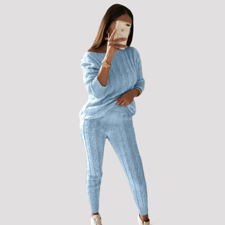 Maribel | Textured Knit Sweater And Trousers Set
