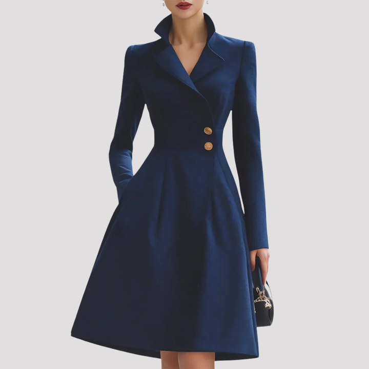 Charlotte | Elegant Double Breasted Long Sleeve Coat Dress
