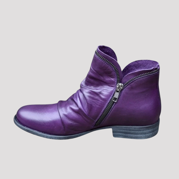 Georgia | Side Zip Low Heel Ankle Boots