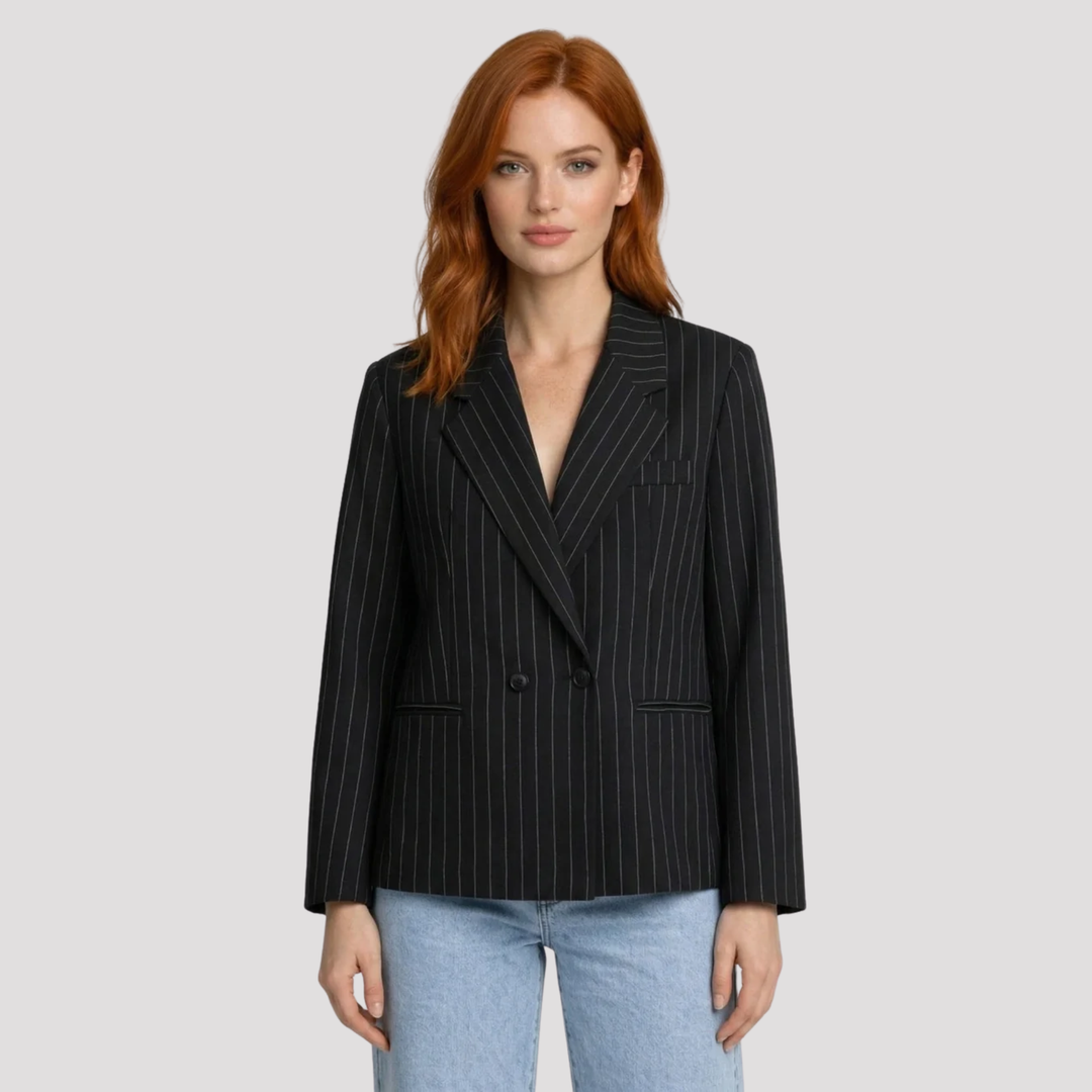 Harriet | Classic Pinstripe Double Breasted Tailored Blazer