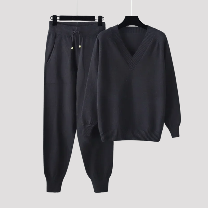 Cressida | V Neck Knit Sweater And Jogger Trousers Set