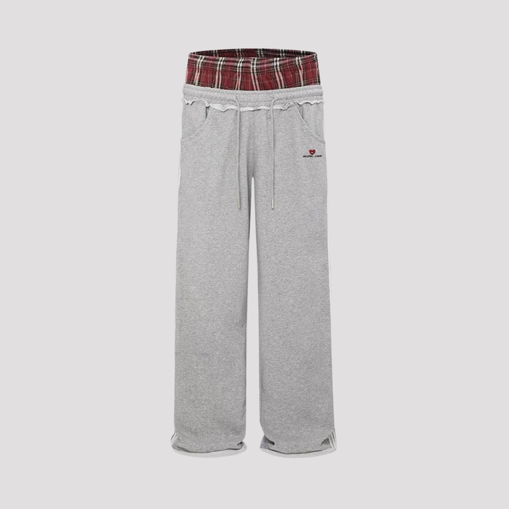 Aurelia | Wide Leg Sweatpants With Plaid Waistband