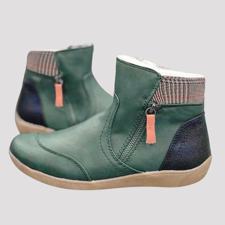 Holly | Side Zip Contrast Panel Ankle Boots