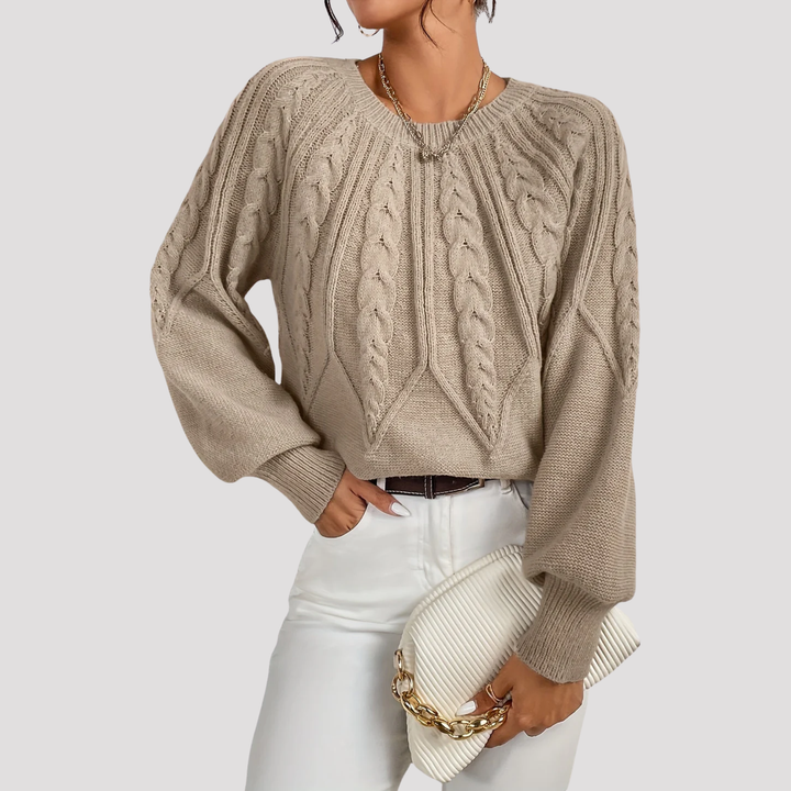 Ella | Cable Knit Balloon Sleeve Jumper