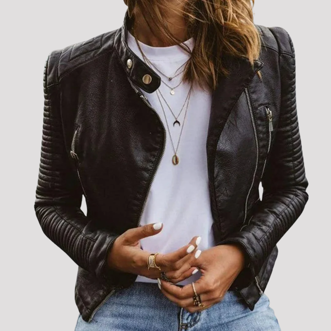 Ava | Quilted Moto Faux Leather Jacket