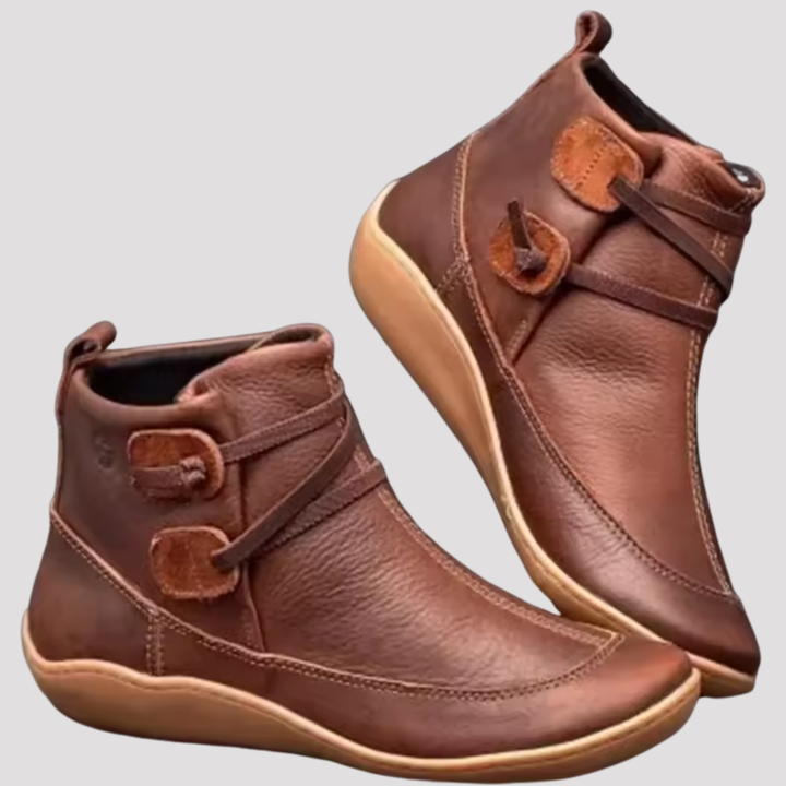 Grace | Double Strap Ankle Boots with Hook Fastening