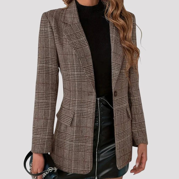 Cecily | Classic Plaid Single Breasted Tailored Blazer