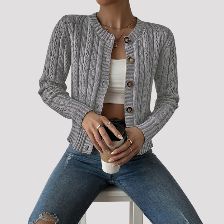 Lucy | Cable Knit Button Front Cardigan