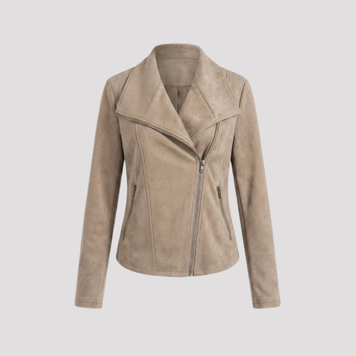 Scarlett | Faux Suede Moto Jacket with Asymmetric Zip