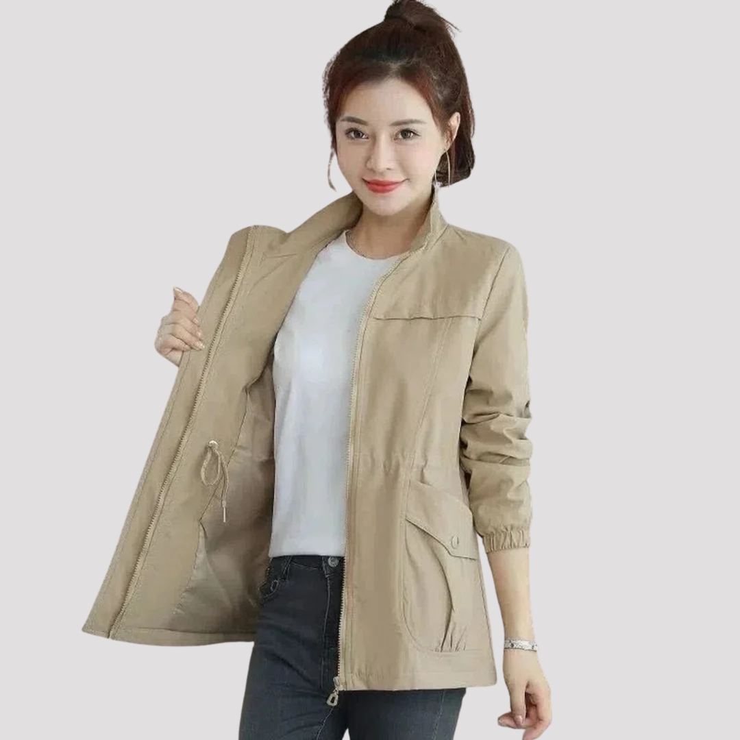 Avery | Lightweight Zip Up Utility Jacket with Drawstring Waist