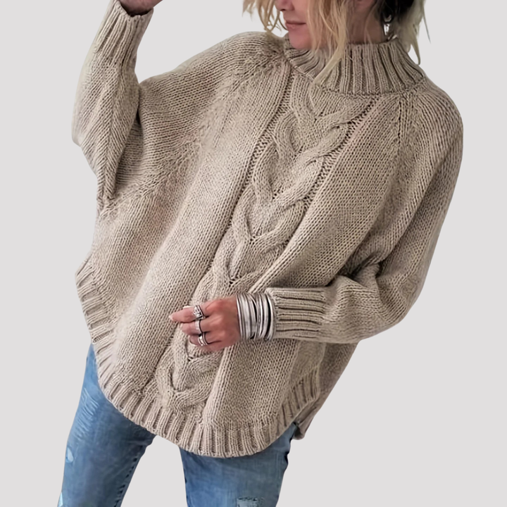 Ruby | Cable Knit High Neck Oversized Jumper