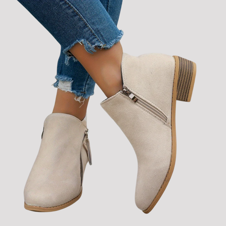 Lucy | Side Zip Block Heel Ankle Boots