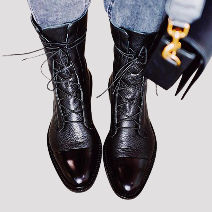 Charlotte | Lace Up Cap Toe Ankle Boots