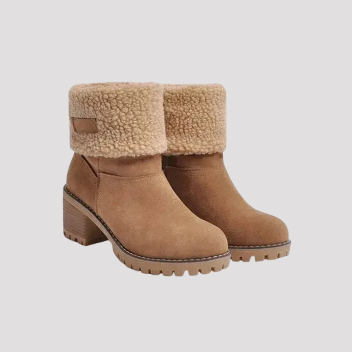 Maisie | Faux Fur Cuff Ankle Boots with Block Heel