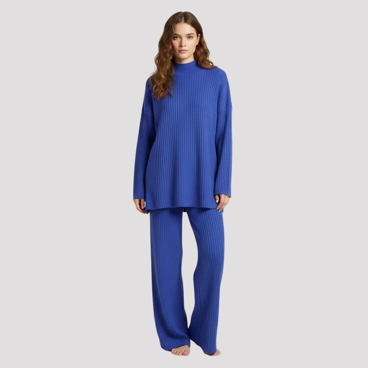 Ottilie | Elegant Knit Turtleneck Sweater And Wide Leg Trousers Set