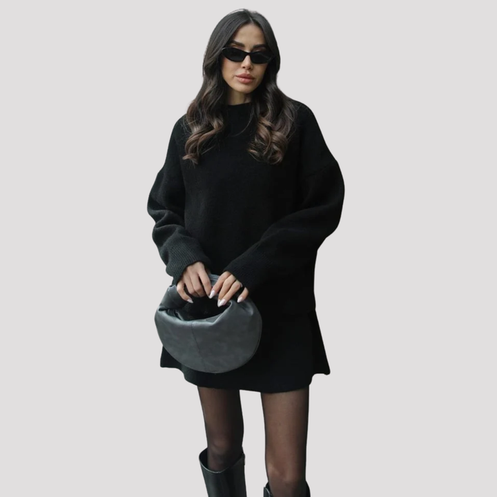 Rowena | Oversized Knit Sweater And Mini Skirt Set