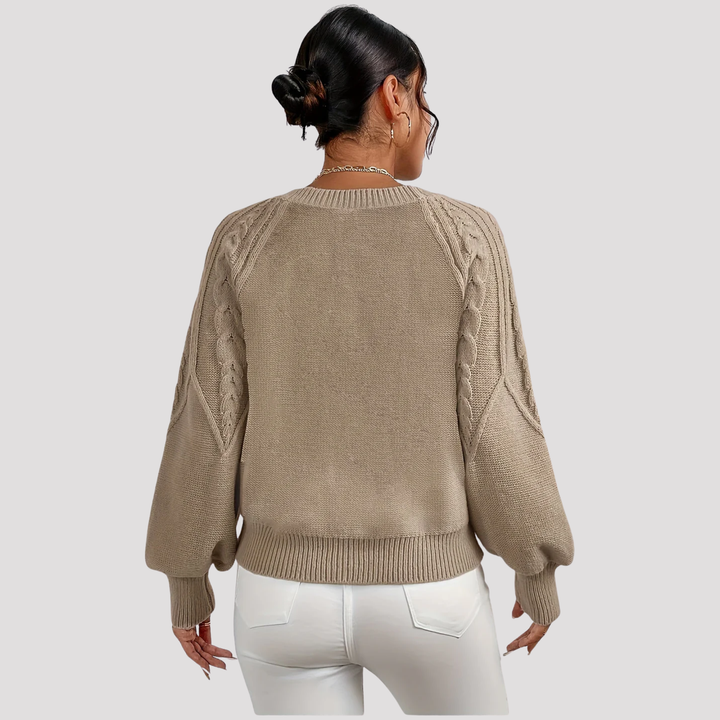 Ella | Cable Knit Balloon Sleeve Jumper
