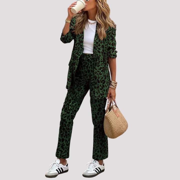 Beatrix | Stylish Leopard Print Blazer Trouser Set