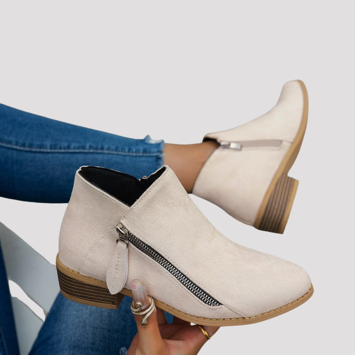 Lucy | Side Zip Block Heel Ankle Boots