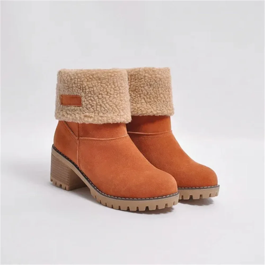 Maisie | Faux Fur Cuff Ankle Boots with Block Heel