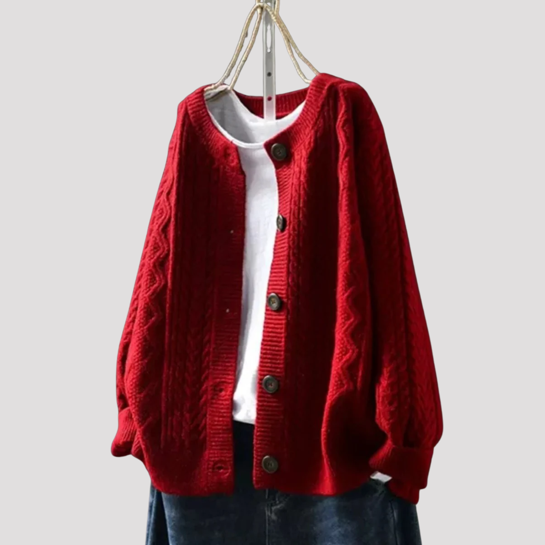 Charlotte | Cable Knit Button Front Cardigan