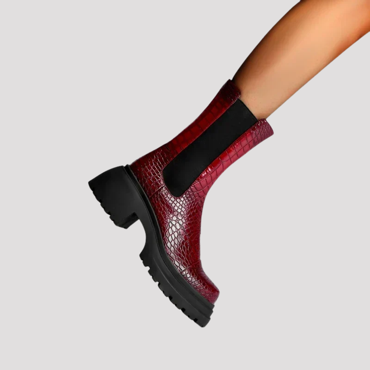 Grace | Croc Effect Chelsea Ankle Boots with Lug Sole