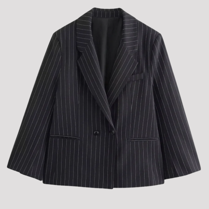 Harriet | Classic Pinstripe Double Breasted Tailored Blazer