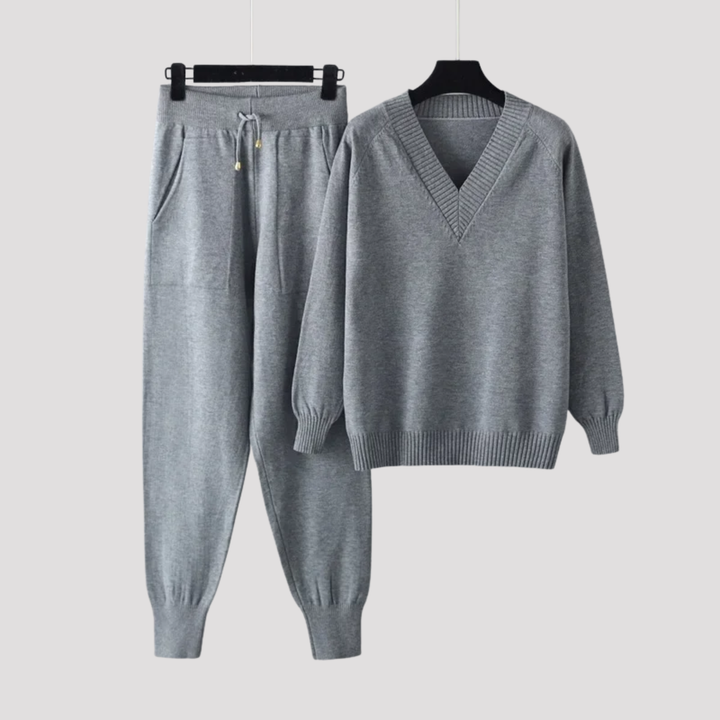 Cressida | V Neck Knit Sweater And Jogger Trousers Set