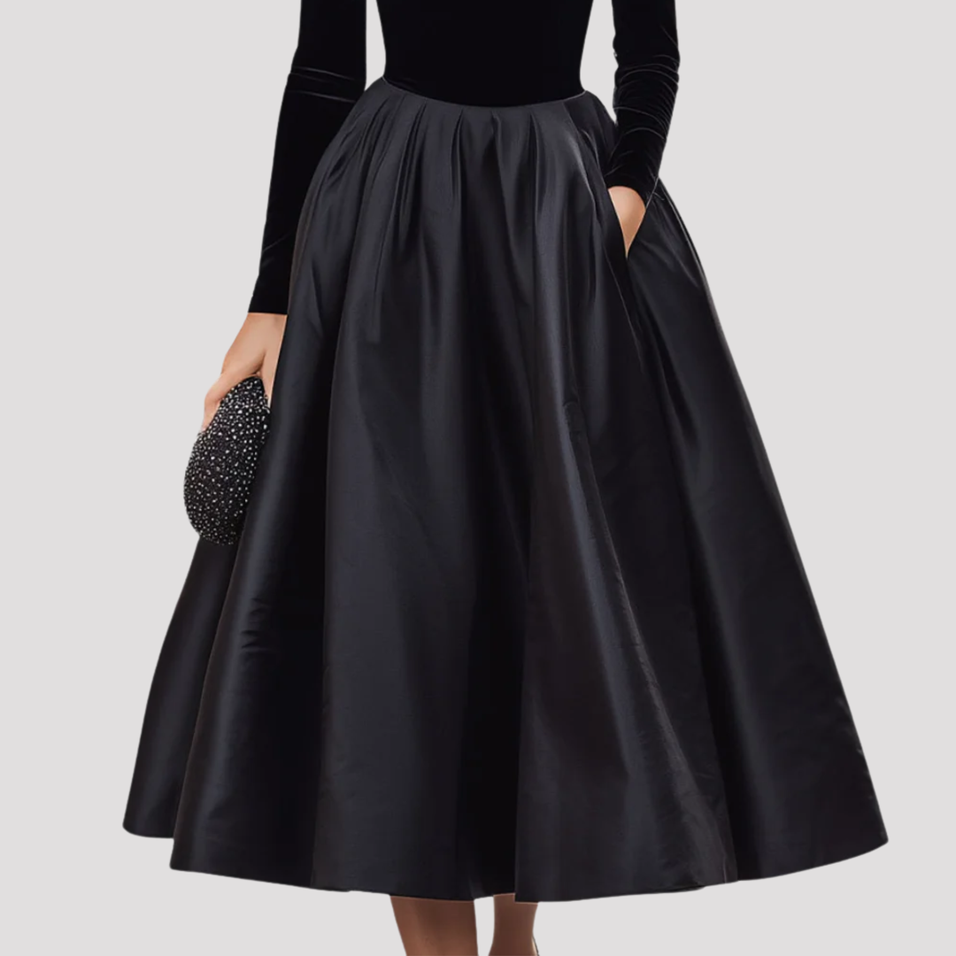 Emily | High Neck Velvet Midi Dress