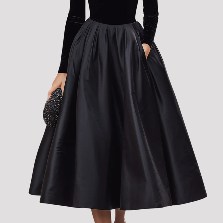 Emily | High Neck Velvet Midi Dress