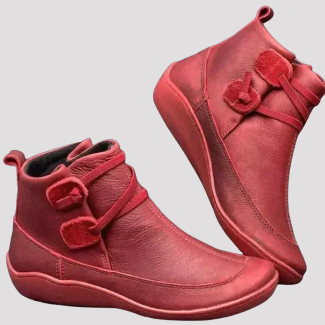 Grace | Double Strap Ankle Boots with Hook Fastening