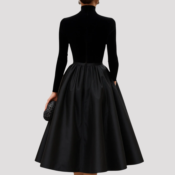 Emily | High Neck Velvet Midi Dress