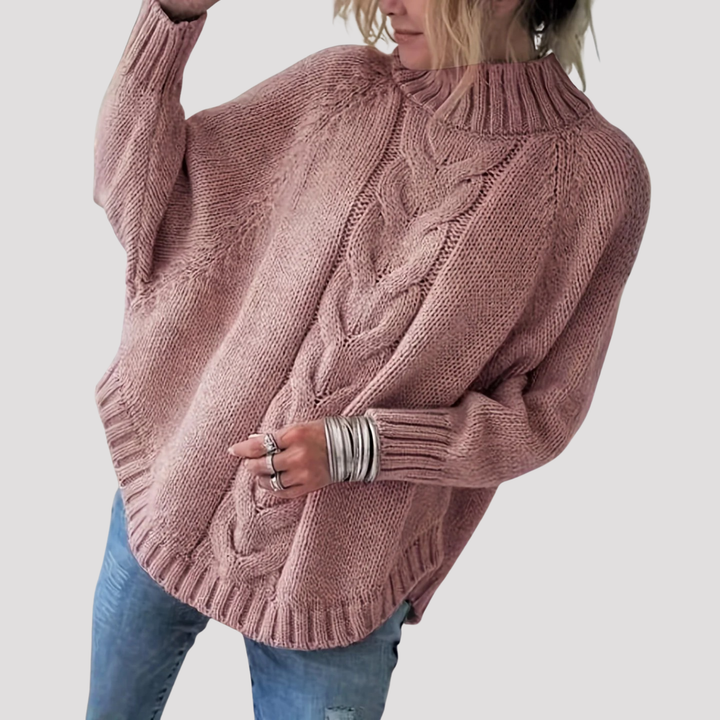 Ruby | Cable Knit High Neck Oversized Jumper