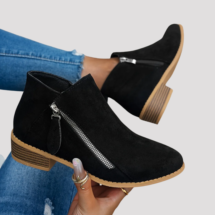 Lucy | Side Zip Block Heel Ankle Boots