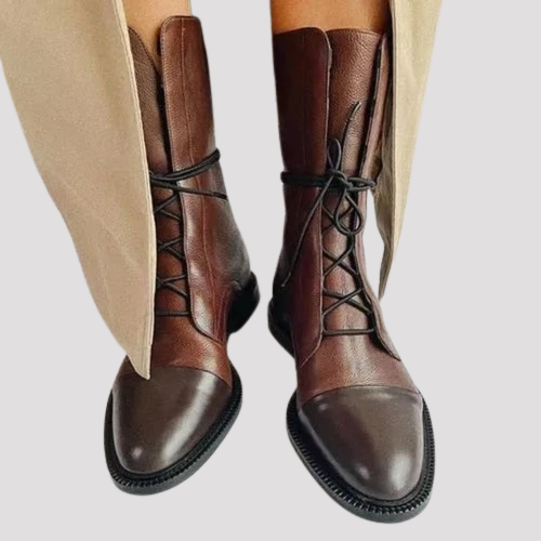 Charlotte | Lace Up Cap Toe Ankle Boots