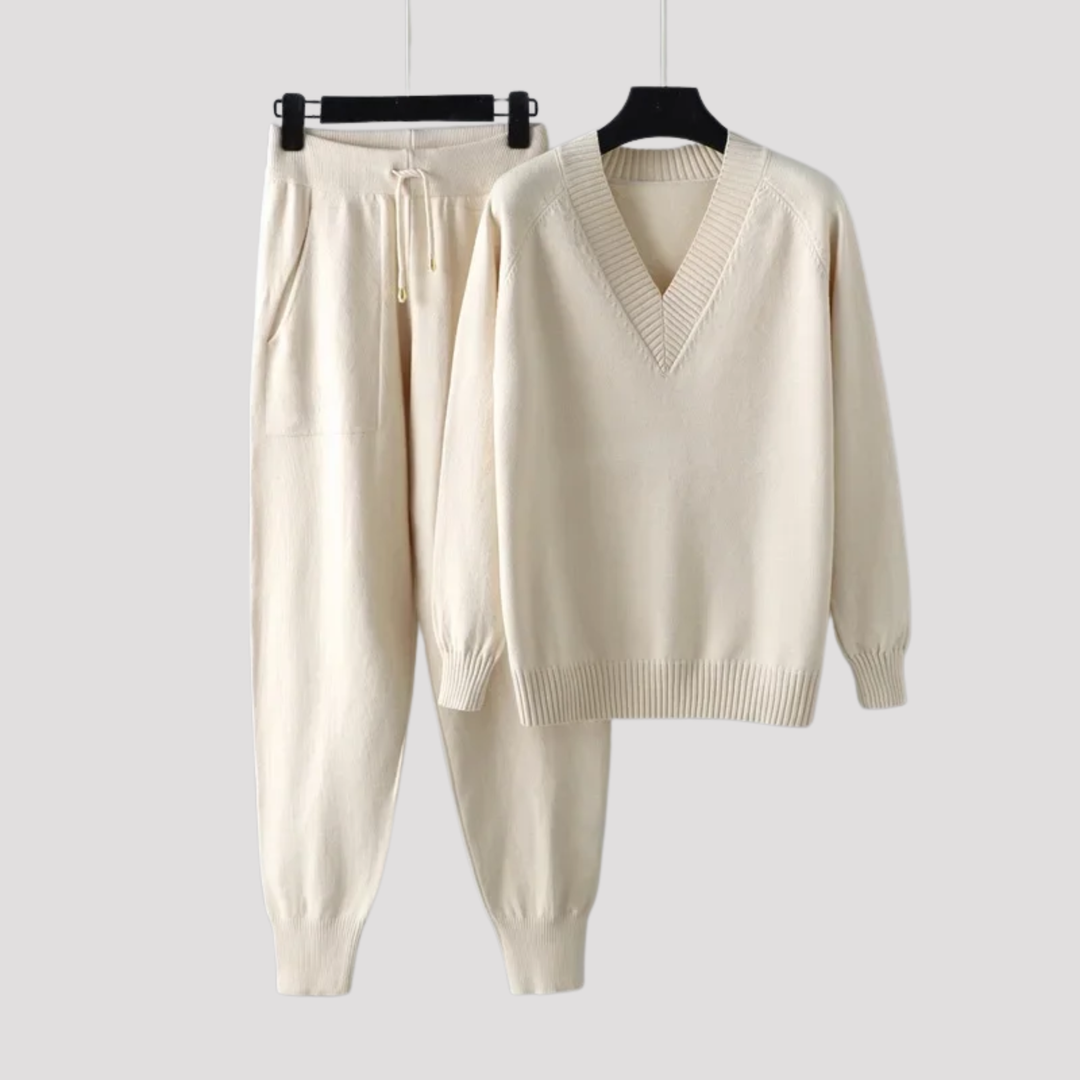 Cressida | V Neck Knit Sweater And Jogger Trousers Set