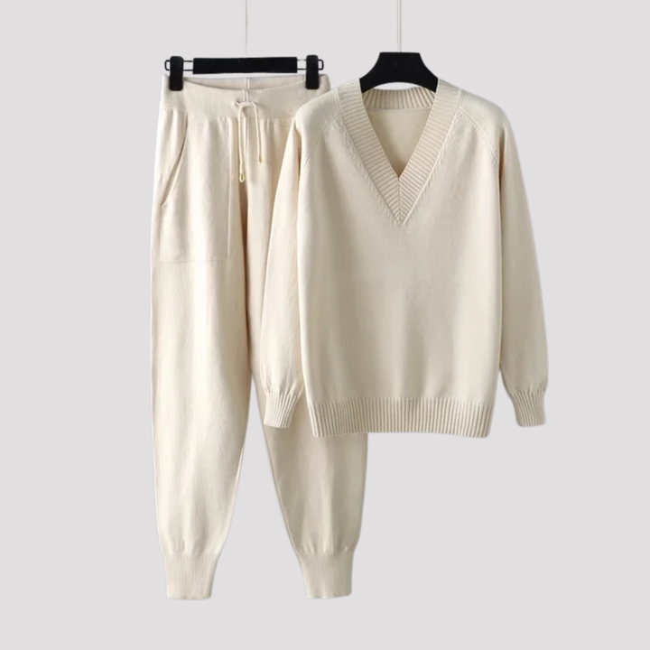 Cressida | V Neck Knit Sweater And Jogger Trousers Set