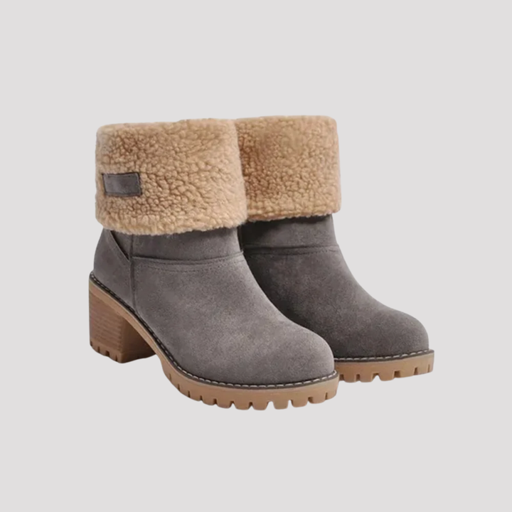 Maisie | Faux Fur Cuff Ankle Boots with Block Heel