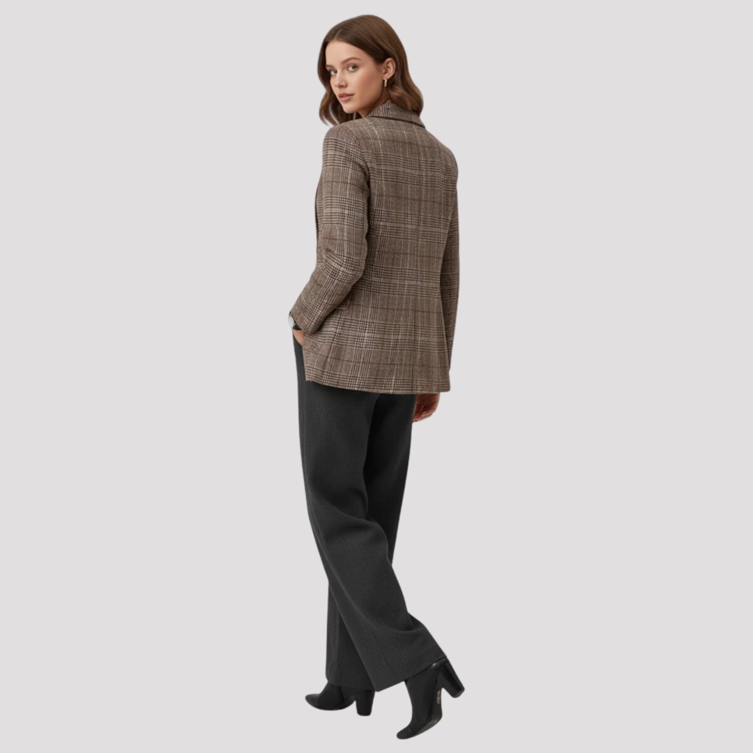 Cecily | Classic Plaid Single Breasted Tailored Blazer