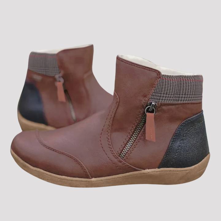Holly | Side Zip Contrast Panel Ankle Boots