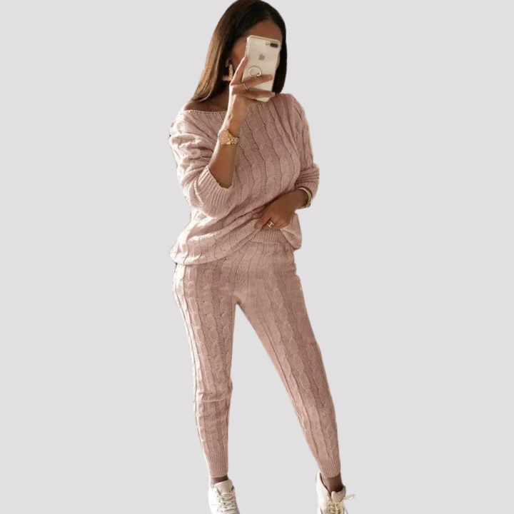 Maribel | Textured Knit Sweater And Trousers Set