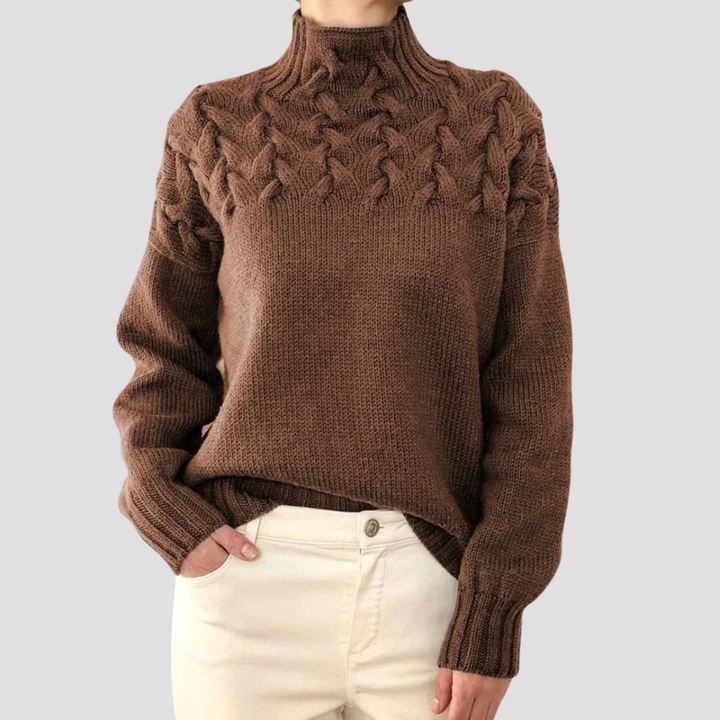 Sophie | Cable Knit High Neck Jumper