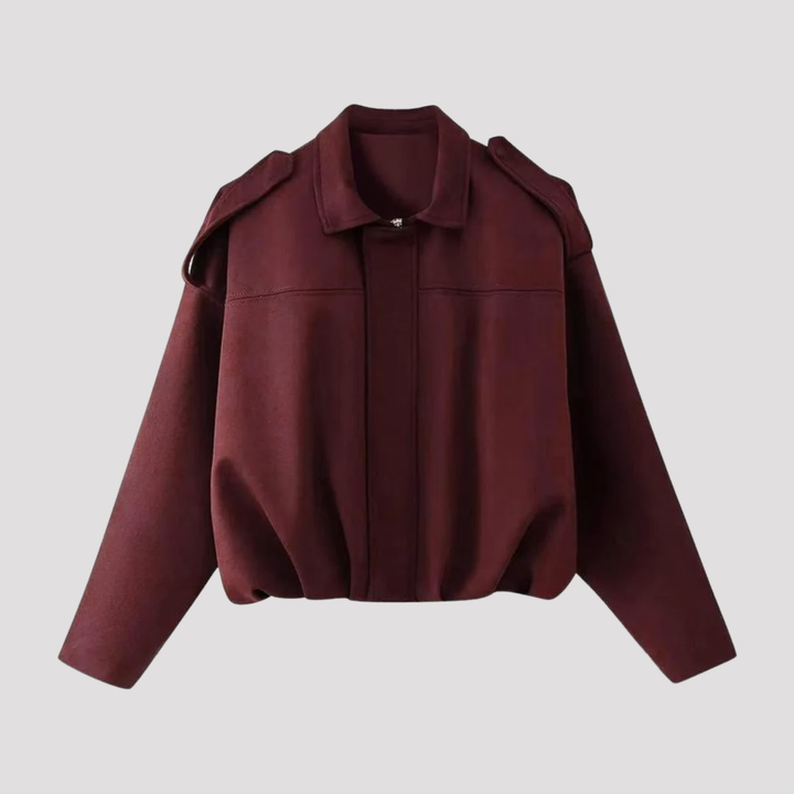 Rosie | Oversized Zip Up Bomber Jacket with Shoulder Detail