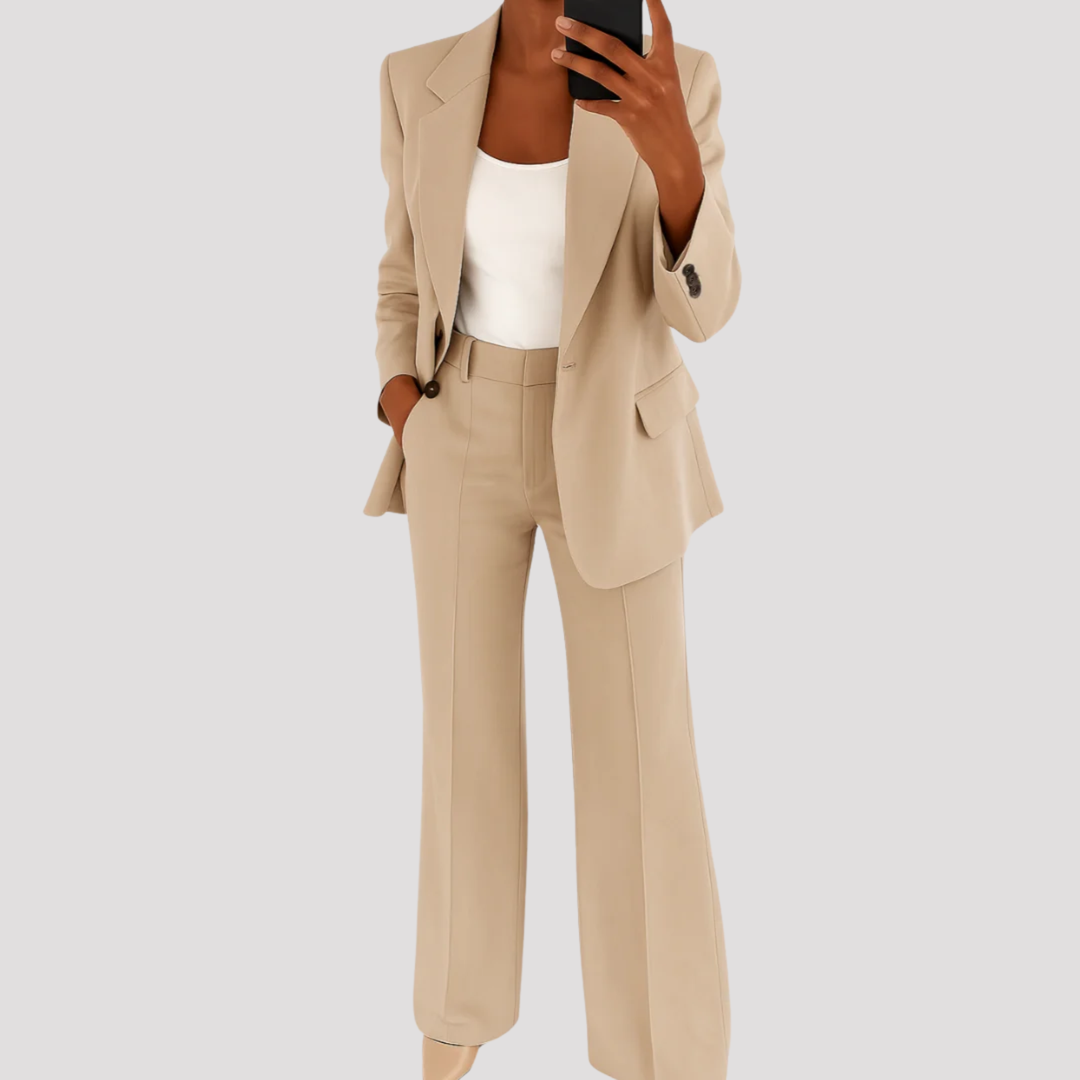 Elowen | Elegant Tailored Blazer Wide Leg Trouser Set
