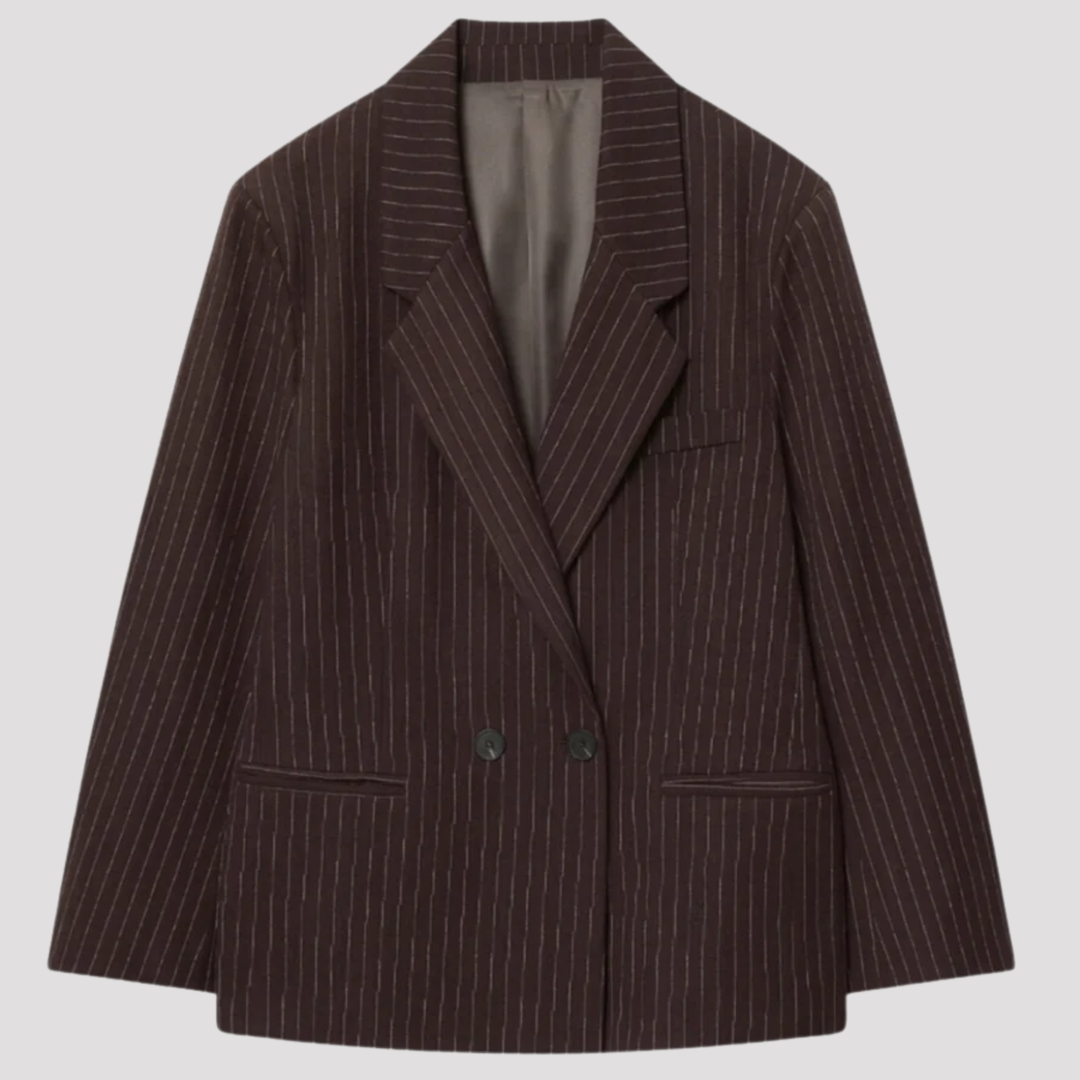 Harriet | Classic Pinstripe Double Breasted Tailored Blazer
