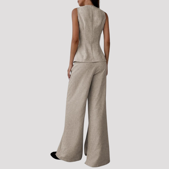 Magnolia | Elegant Tailored Waistcoat Wide Leg Trouser Set