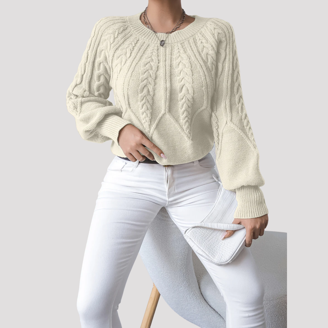 Ella | Cable Knit Balloon Sleeve Jumper
