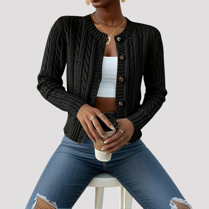 Lucy | Cable Knit Button Front Cardigan